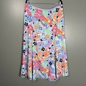 Sag Harbor Women's Vintage 90s Patchwork Floral Midi Skirt - Size 10/12 - Hippie
